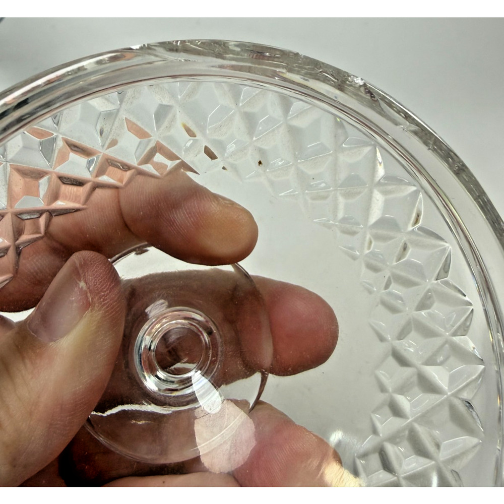Irish Cavan Crystal Signed Footed Candy Dish w/ Lid Criss Cross Pattern Ireland - Picture 6 of 9
